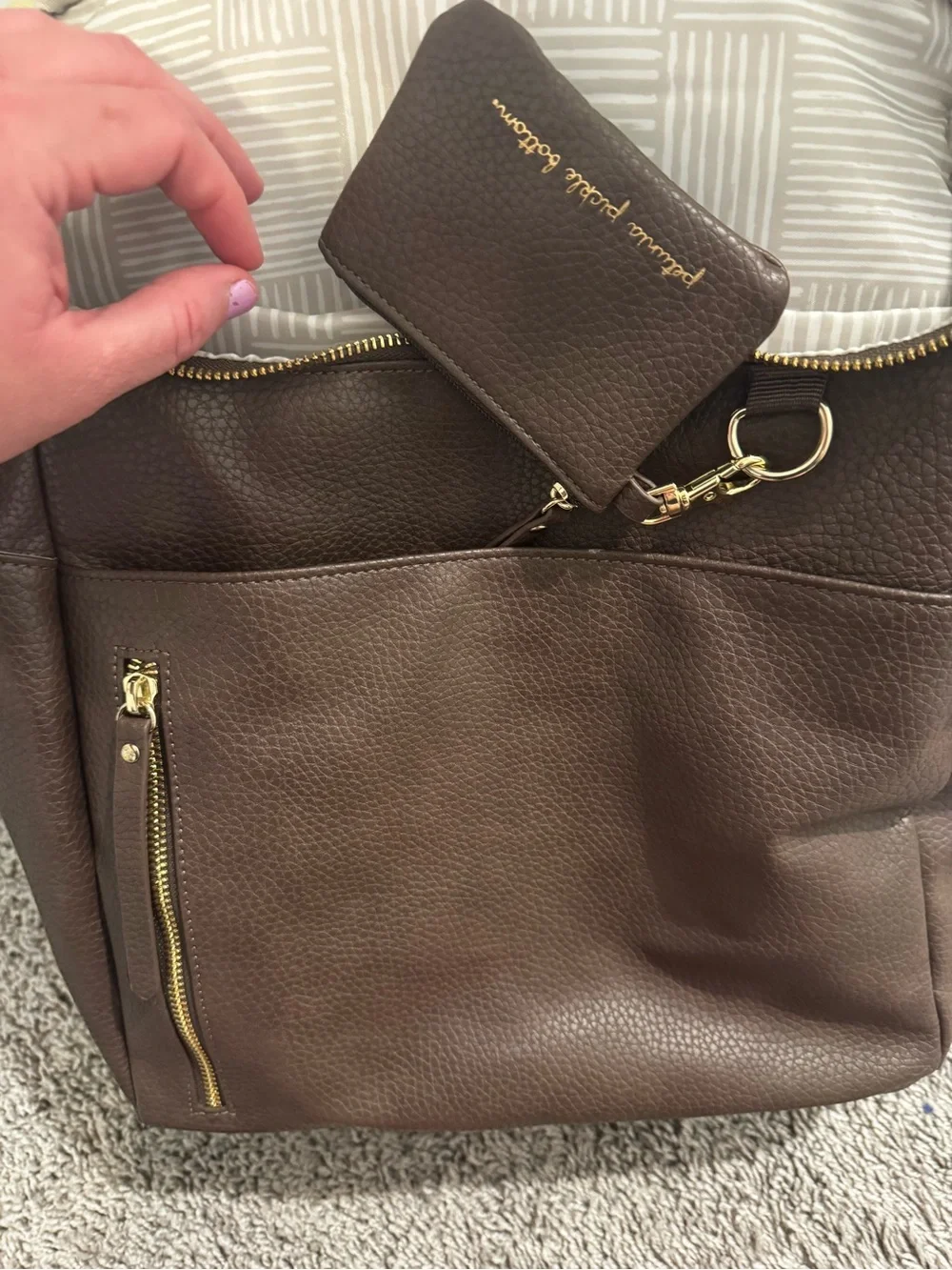 Petunia Pickle Bottom Chocolate Brown Leather Backpack
